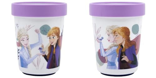 Palleon rutschfeste Frozen Becher für Kinder - 2er Set Trinkbecher aus BPA-freiem Kunststoff - 260 ml Fassungsvermögen