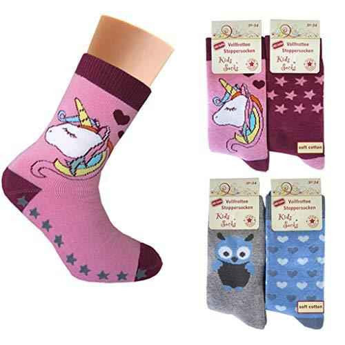 4 Paar Mädchen Thermo Socken mit ABS | Kinder Vollfrottee Strümpfe
