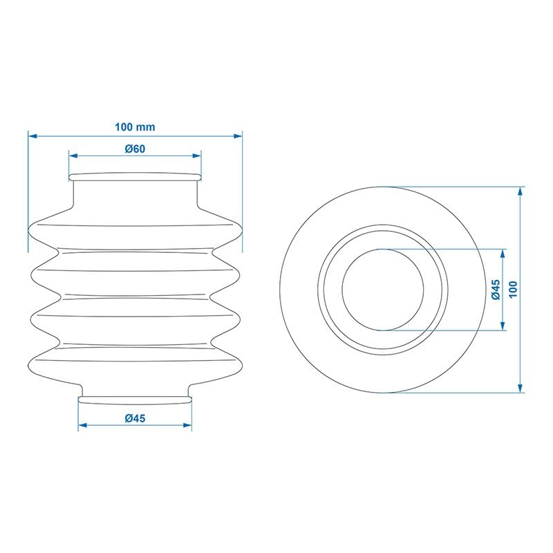 Faltenbalg für Auflaufeinrichtung Pkw-Anhänger Balg Schutz Gummidichtung 45/60mm L=120 - Palleon