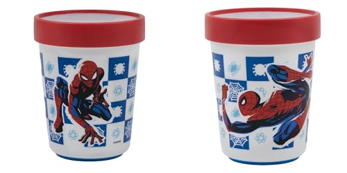 Palleon rutschfeste Spiderman Becher für Kinder - 2er Set Trinkbecher aus BPA-freiem Kunststoff - 260 ml Fassungsvermögen