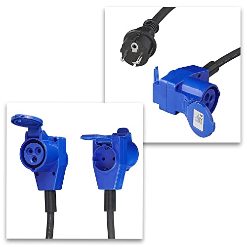 ProPlus Adapterkabel 40cm von Schuko Stecker nach CEE-Winkelkupplung + Schuko Steckdose - Palleon