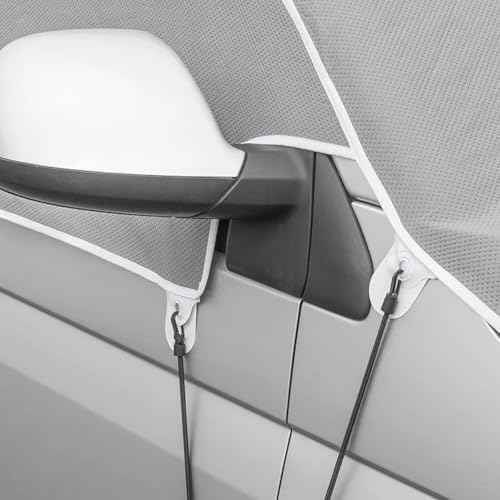 Frontscheiben Abdeckung kompatibel für Verschiedene Marken – Abdeckplane für Wohnwagen mit UV-Schutz 160 GSM Vliesstoff, Spiegelschlitzen & Spanngurten