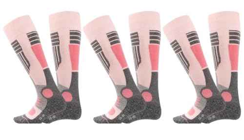 Palleon 4 Paar Damen Skisocken | Thermo Wintersocken mit Polsterung | Warme Kniestrümpfe für Ski, Snowboard, Langlauf & Outdoor