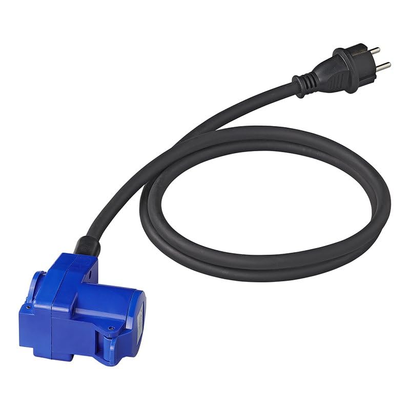 Adapterkabel 150cm 3x2,5mm² von Schuko Stecker nach CEE Winkelkupplung + Schuko Steckdose Wohnwagen Wohnmobil