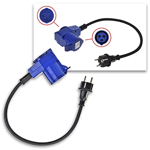 ProPlus Adapterkabel 40cm von Schuko Stecker nach CEE-Winkelkupplung + Schuko Steckdose - Palleon