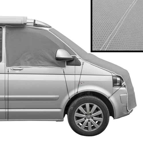 Frontscheiben Abdeckung kompatibel für Verschiedene Marken – Abdeckplane für Wohnwagen mit UV-Schutz 160 GSM Vliesstoff, Spiegelschlitzen & Spanngurten