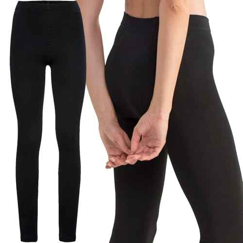Palleon 2er Pack Damen Thermo Leggings Schwarz | Warme Winter Leggings mit Fleecefutter | Blickdicht & Elastisch