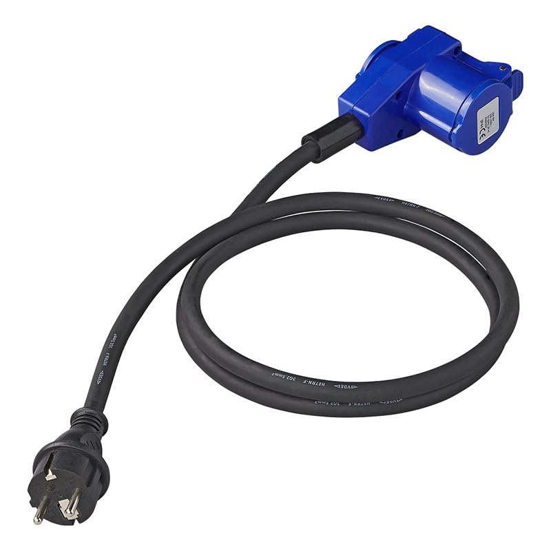 Adapterkabel 150cm 3x2,5mm² von Schuko Stecker nach CEE Winkelkupplung + Schuko Steckdose Wohnwagen Wohnmobil - Palleon