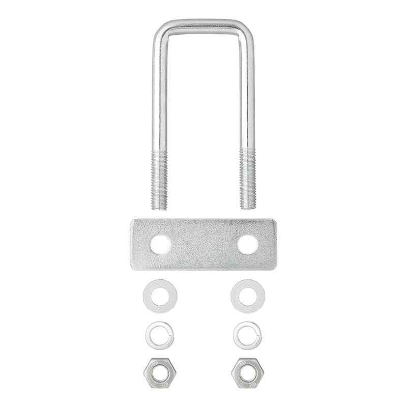 Multibros 4er Set U-Bügel 40mm eckig | M10 Gewinde | 110mm Länge | Verzinkte U-Halterung für Rohre, Profile, Schläuche & Zurrpunkte | Robuste Befestigung für Anhänger, Werkstatt & Heimwerker