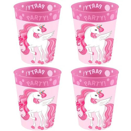 Becher für Kinder - 4er Set Trinkbecher aus BPA-freiem Kunststoff - 250 ml Fassungsvermögen Mädchen Geburtstag Party - Palleon