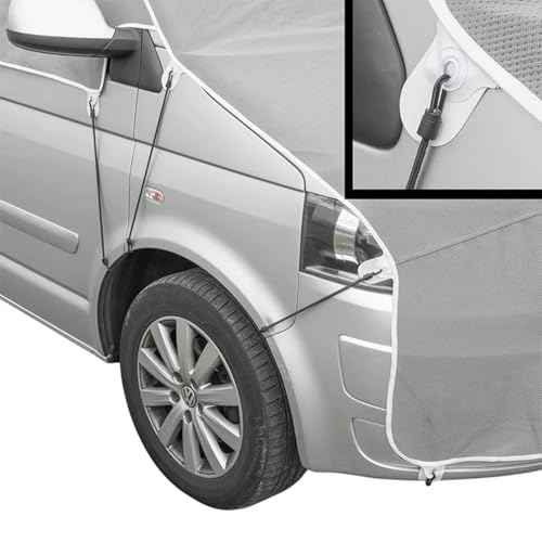 Frontscheiben Abdeckung kompatibel für Verschiedene Marken – Abdeckplane für Wohnwagen mit UV-Schutz 160 GSM Vliesstoff, Spiegelschlitzen & Spanngurten