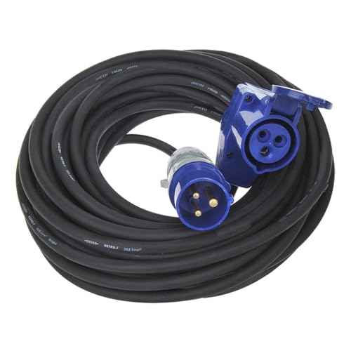 Multibros CEE Verlängerungskabel 20m / 30m – 3x2,5mm² – mit CEE Winkelkupplung + Schuko Steckdose – IP44 – H07RN-F Neopren – 16A – Camping & Outdoor geeignet (20m)