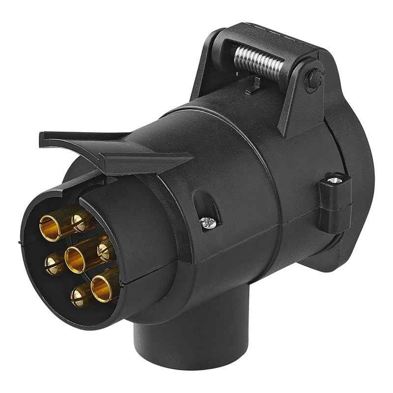 Multibros Anhänger Adapter 7- auf 13-polig mit Konstante – Kurzadapter für Anhängerkupplung – CEE Steckadapter für Pkw, Wohnwagen & Anhänger