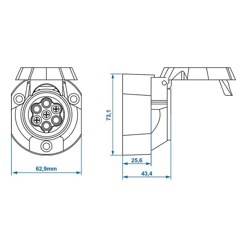 Multibros 7+1-polige Steckdose – PVC Anhängersteckdose mit Nebelschlussleuchten-Abschaltung – Typ N, ISO 1724 – Ideal für Pkw, Anhänger & Fahrradträger