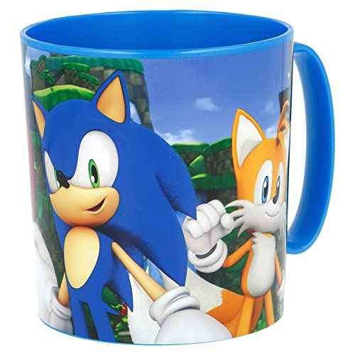 Stor 350 ml wiederverwendbarer, mikrowellengeeigneter Kunststoffbecher für Kinder - Sonic, 1 Stück (1er Pack), Bunt