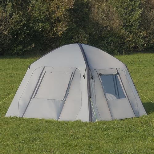 Multibros Pavillon aufblasbar 365x365 cm – 300D PU-Beschichtung – Air Shelter inkl. Pumpe, Heringe, Seile & Tragetasche – mit Seitenwänden mit Fenster oder Fliegengitter
