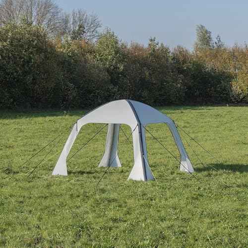 Multibros Pavillon aufblasbar 365x365 cm – 300D PU-Beschichtung – Air Shelter inkl. Pumpe, Heringe, Seile & Tragetasche – mit Seitenwänden mit Fenster oder Fliegengitter