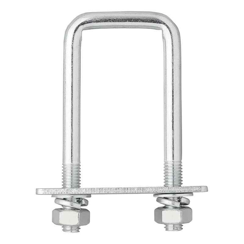 Multibros 4er Set U-Bügel 40mm eckig | M10 Gewinde | 110mm Länge | Verzinkte U-Halterung für Rohre, Profile, Schläuche & Zurrpunkte | Robuste Befestigung für Anhänger, Werkstatt & Heimwerker