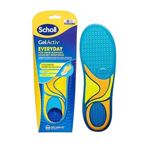 Scholl GelActiv Everyday Einlegesohlen für Männer, Den ganzen Tag komfortable Füße, Memory Foam-Dämpfung und GelWave-Technologie passen sich den Füßen an und bietet höchsten Komfort, Größe 40-46.5
