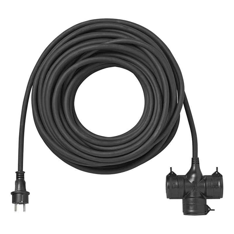 Multibros Schuko Steckdosenleiste 3-Fach – 10 m oder 20 m – 230V / 16A – Neoprenkabel 3x2,5mm² – IP44 – wetterfest & robust – für Outdoor, Baustelle, Garten, Camping, Wohnwagen oder Wohnmobil
