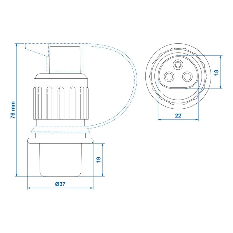 Stecker 3-polig PVC AHK-Stecker 12V / 24V Fahrzeuge Anhängerstecker - Palleon
