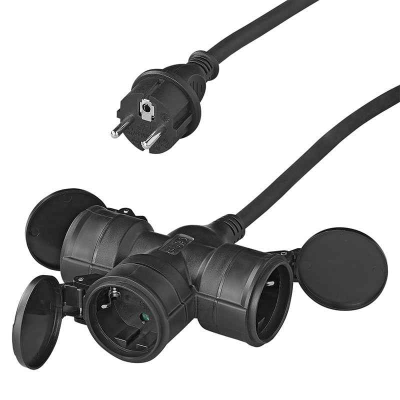 Multibros Schuko Steckdosenleiste 3-Fach – 10 m oder 20 m – 230V / 16A – Neoprenkabel 3x2,5mm² – IP44 – wetterfest & robust – für Outdoor, Baustelle, Garten, Camping, Wohnwagen oder Wohnmobil