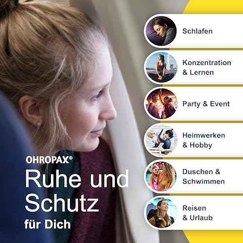 OHROPAX Soft Ohrstöpsel – IN-Ohr-Stöpsel aus weichem Schaumstoff – besonders unauffällig und bequem – Schalldämmwert SNR 31 dB – ideal zum Entspannen, Schlafen und Arbeiten – 10 Stück