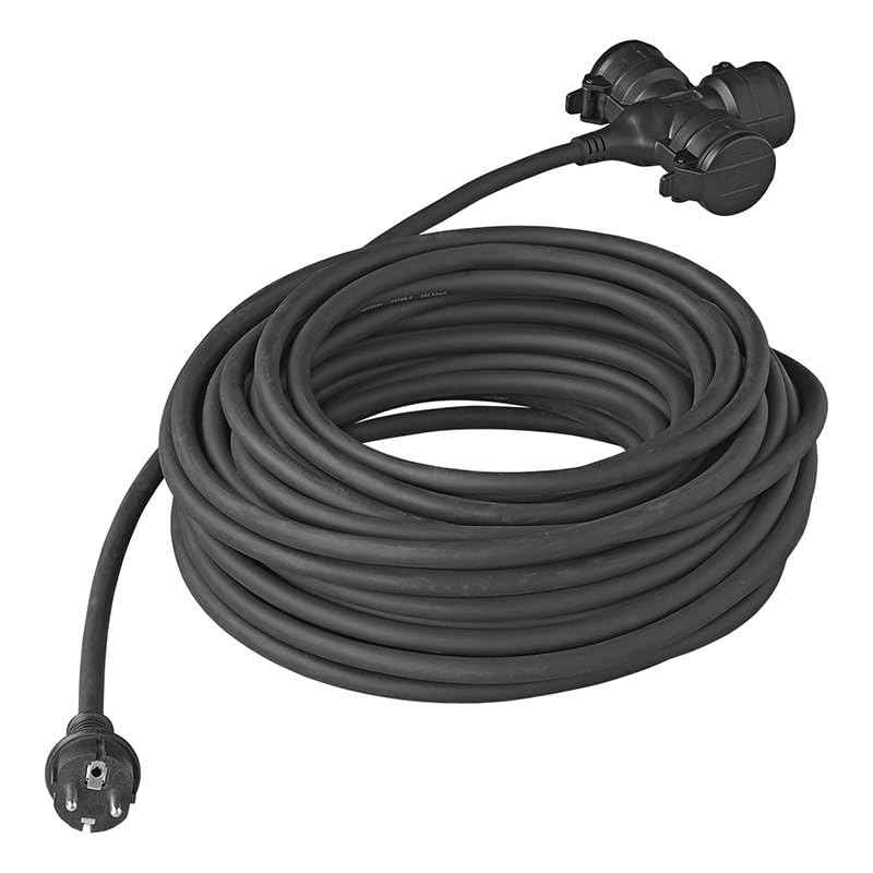 Multibros Schuko Steckdosenleiste 3-Fach – 10 m oder 20 m – 230V / 16A – Neoprenkabel 3x2,5mm² – IP44 – wetterfest & robust – für Outdoor, Baustelle, Garten, Camping, Wohnwagen oder Wohnmobil