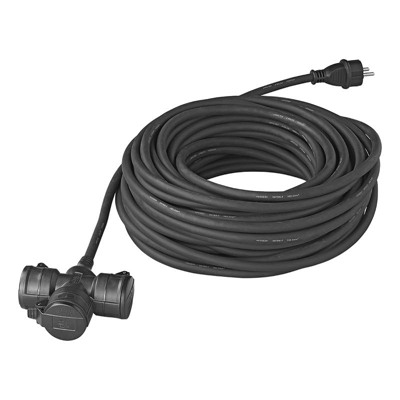 Multibros Schuko Steckdosenleiste 3-Fach – 10 m oder 20 m – 230V / 16A – Neoprenkabel 3x2,5mm² – IP44 – wetterfest & robust – für Outdoor, Baustelle, Garten, Camping, Wohnwagen oder Wohnmobil