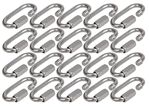 MultiBros 20er Pack Schraubglied Kettenschnellverschluß Kettennotglied Karabiner mit Schraubverschluss 6 mm