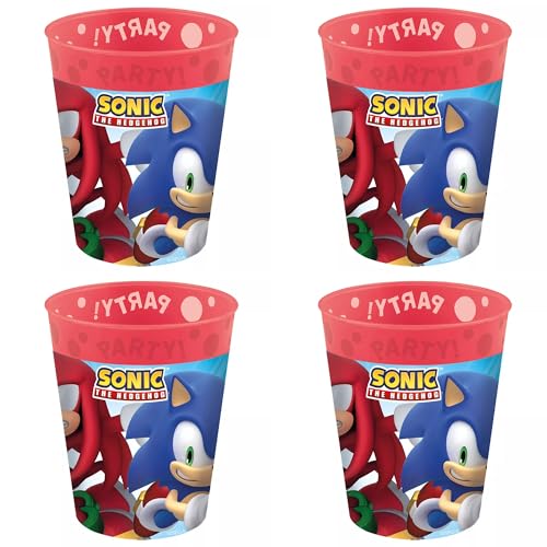 Palleon Sonic Becher für Kinder - 4er Set Trinkbecher aus BPA-freiem Kunststoff - 250 ml Fassungsvermögen Mehrfarbig