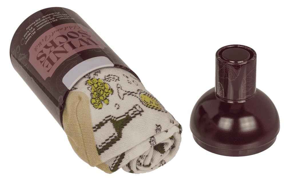 Palleon Wein Socken in Dose – 2 Paar lustige Weinsocken für Damen & Herren | Geschenkidee für Weinliebhaber | Baumwollsocken Einheitsgröße 36–42 in Metall-Dose