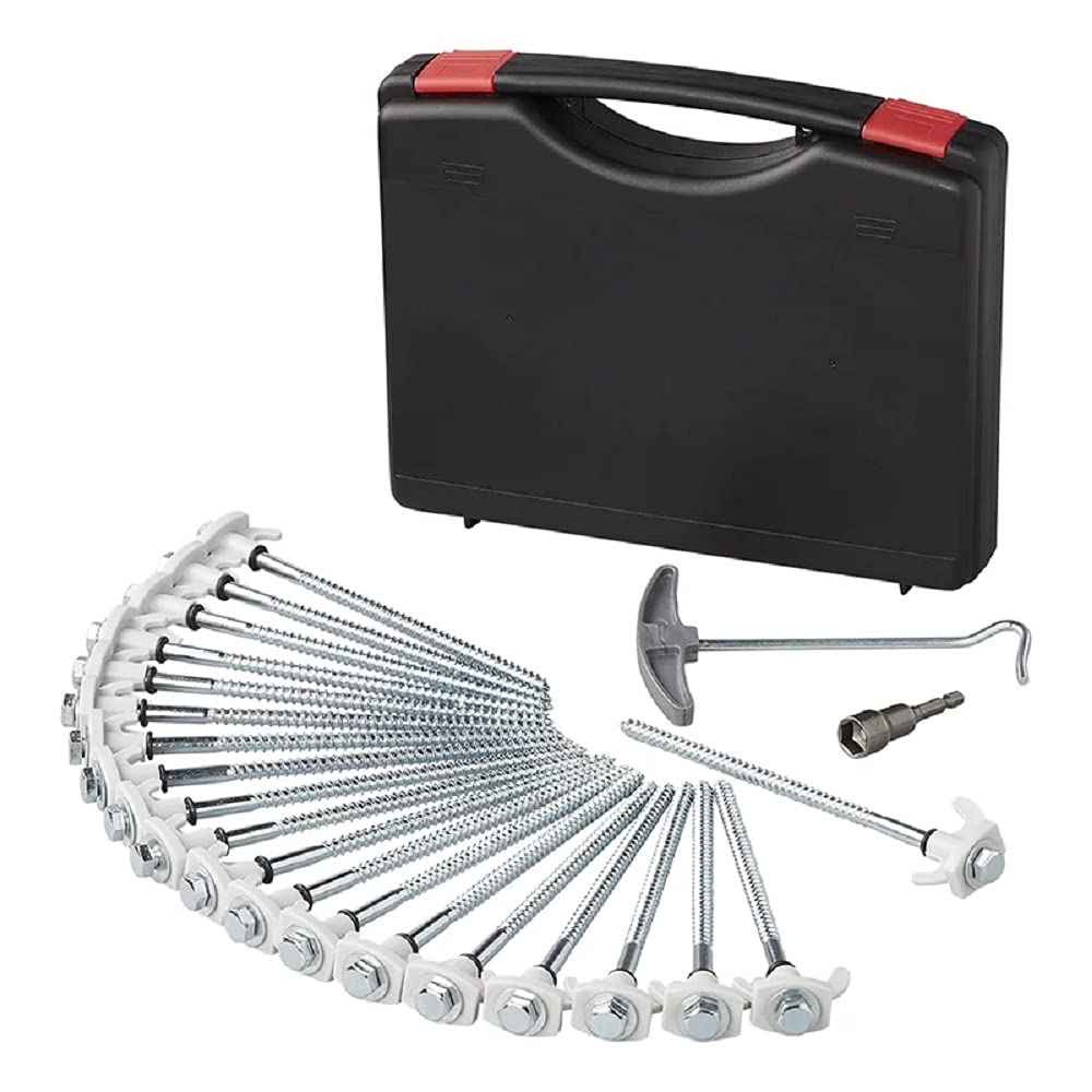 ProPlus Zeltheringe 20er Set 20cm Metal schraubbar mit Kunststoff Haken + Adapter im Koffer