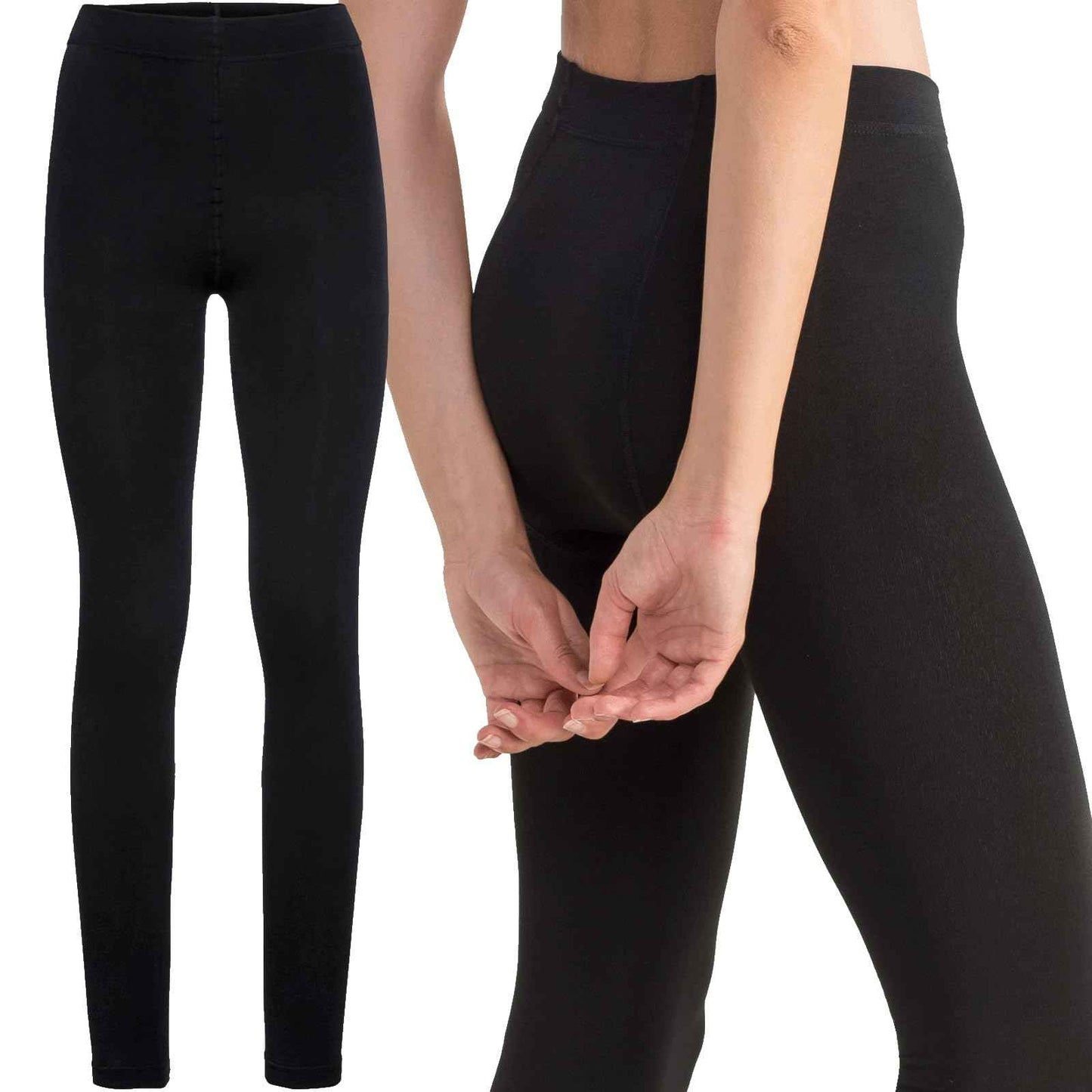 Palleon 2er Pack Damen Thermo Leggings Schwarz | Warme Winter Leggings mit Fleecefutter | Blickdicht & Elastisch