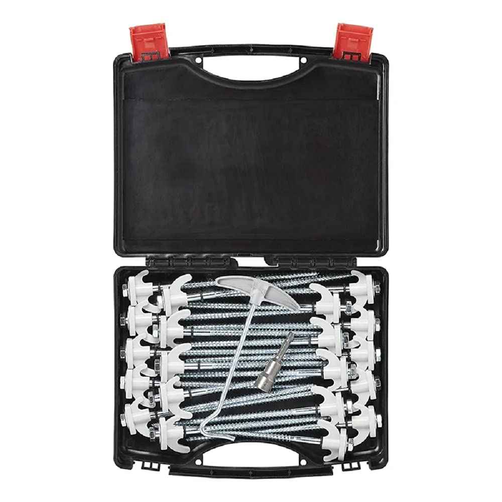 ProPlus Zeltheringe 20er Set 20cm Metal schraubbar mit Kunststoff Haken + Adapter im Koffer