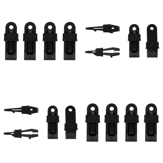 Multibros 16 Stück Vorzeltteppich Clips – Zeltteppichclips Set für sichere Befestigung – Planen-Klammern für Zeltteppiche & Unterlegplanen – Robuste Halterung aus hochwertigem Kunststoff