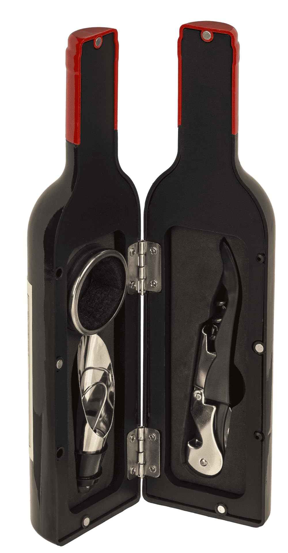 Palleon Weinflaschen-Set 5-teilig – Weinzubehör in Weinflaschen-Design | Korkenzieher, Ausgießer, Tropfring & Verschluss | Sommelier Set in Geschenkverpackung