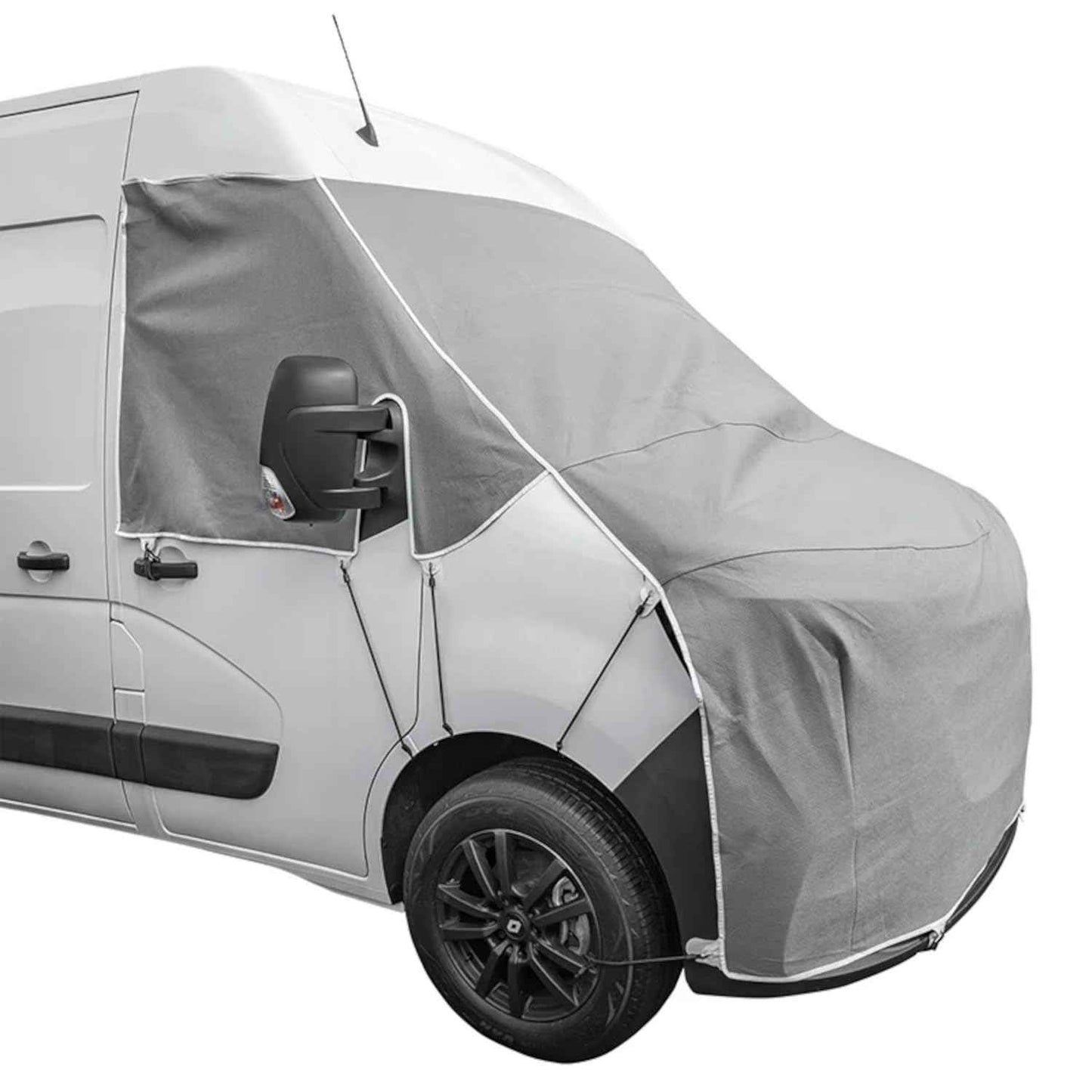 Frontscheiben Abdeckung kompatibel für Verschiedene Marken – Abdeckplane für Wohnwagen mit UV-Schutz 160 GSM Vliesstoff, Spiegelschlitzen & Spanngurten