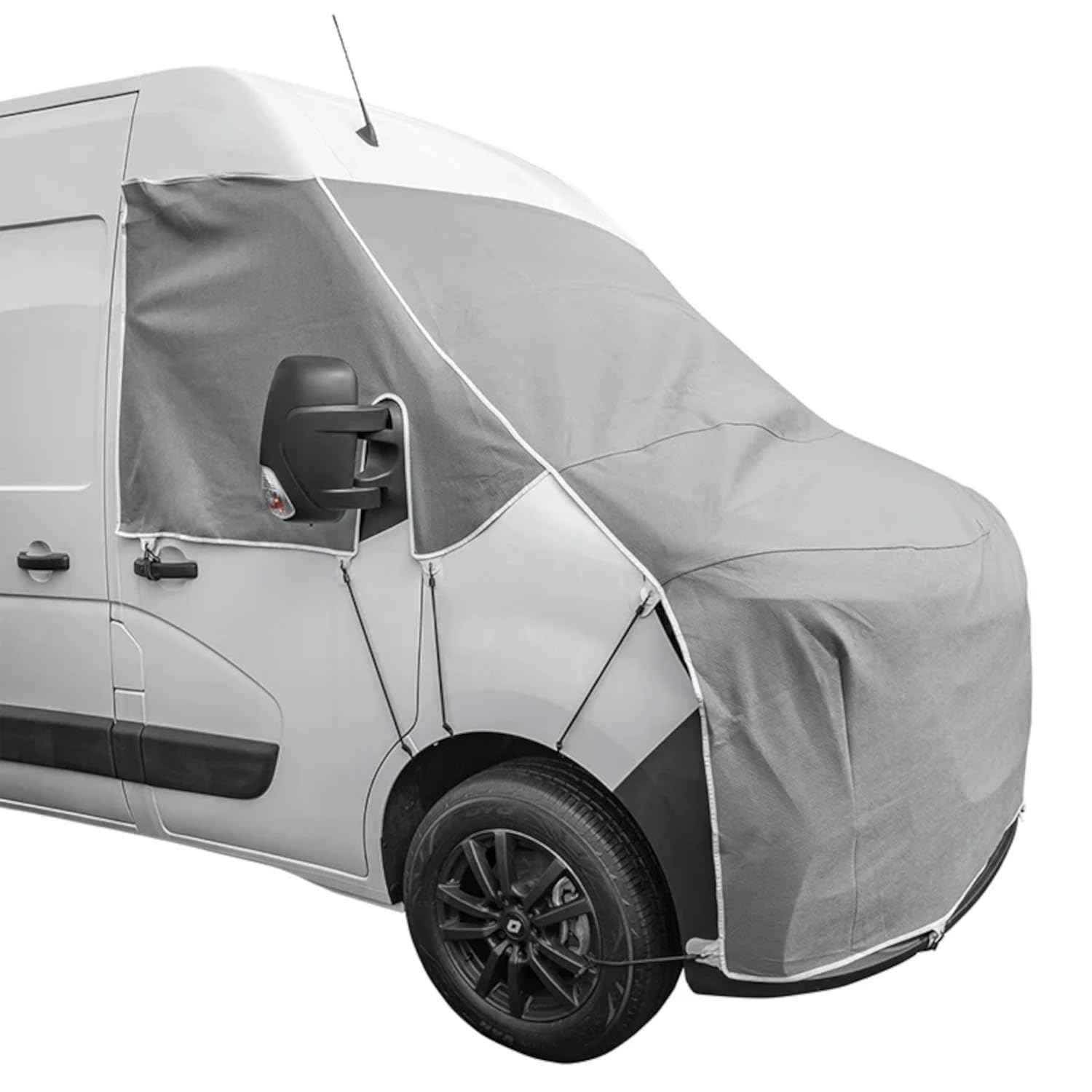Frontscheiben Abdeckung kompatibel für Verschiedene Marken – Abdeckplane für Wohnwagen mit UV-Schutz 160 GSM Vliesstoff, Spiegelschlitzen & Spanngurten