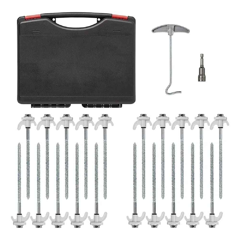 ProPlus Zeltheringe 20er Set 20cm Metal schraubbar mit Kunststoff Haken + Adapter im Koffer