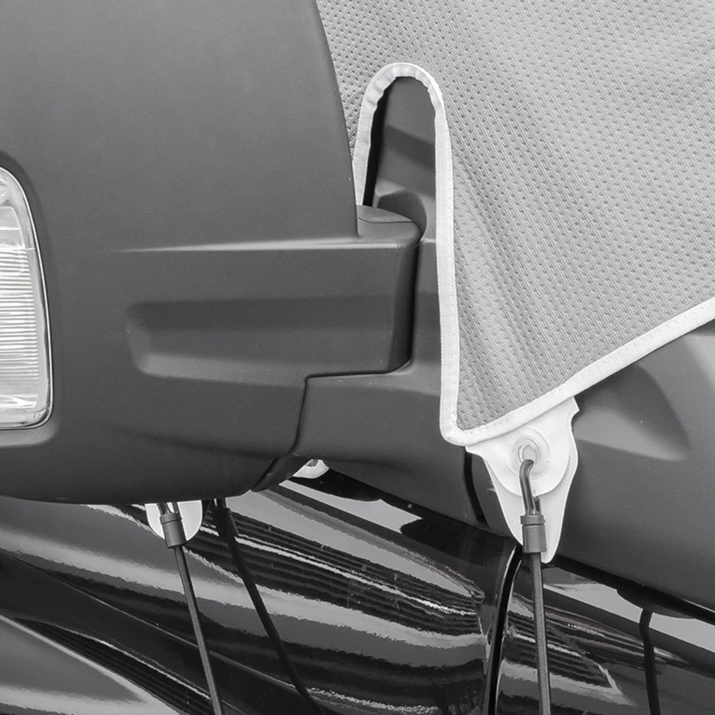 Frontscheiben Abdeckung kompatibel für Verschiedene Marken – Abdeckplane für Wohnwagen mit UV-Schutz 160 GSM Vliesstoff, Spiegelschlitzen & Spanngurten