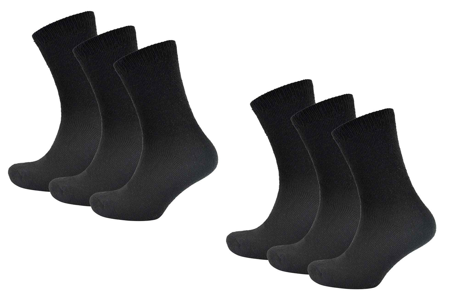 Palleon 6 Paar Herren Thermo Socken Schwarz – Winterstrümpfe mit Innenfrottee – Warm & Atmungsaktiv – Komfortbund – Größe 39–46