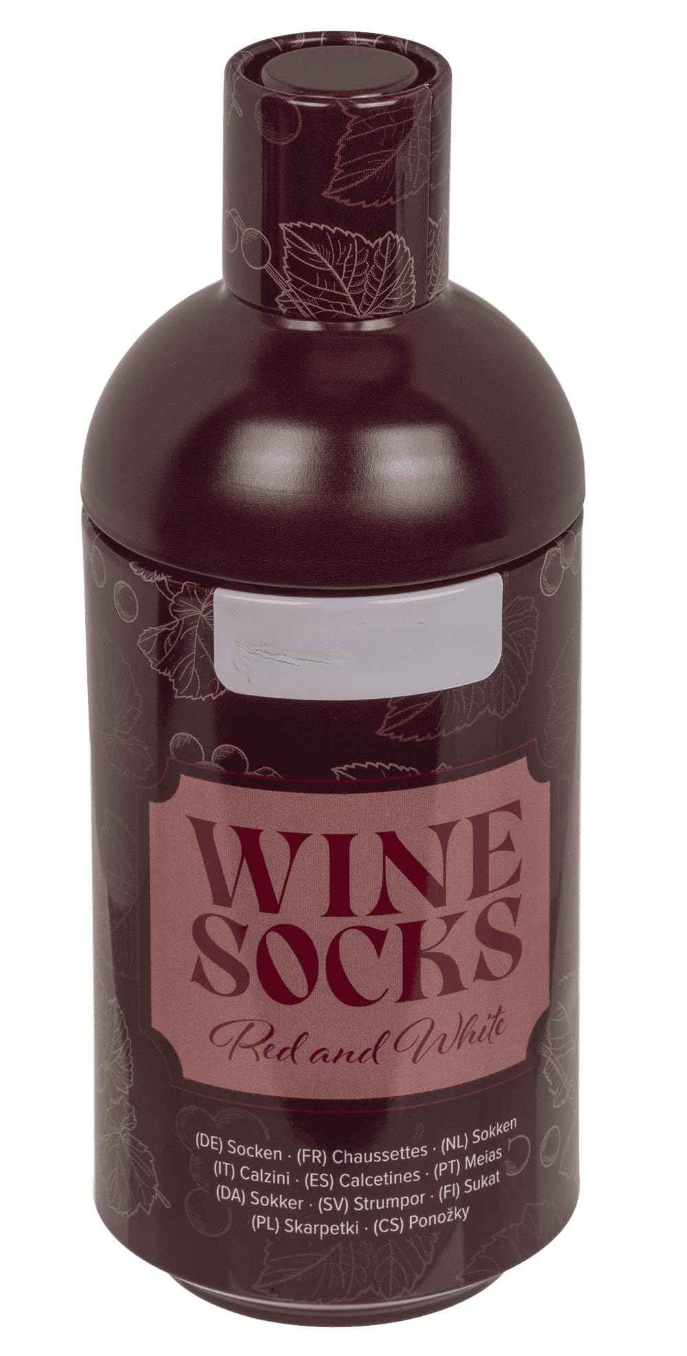 Palleon Wein Socken in Dose – 2 Paar lustige Weinsocken für Damen & Herren | Geschenkidee für Weinliebhaber | Baumwollsocken Einheitsgröße 36–42 in Metall-Dose