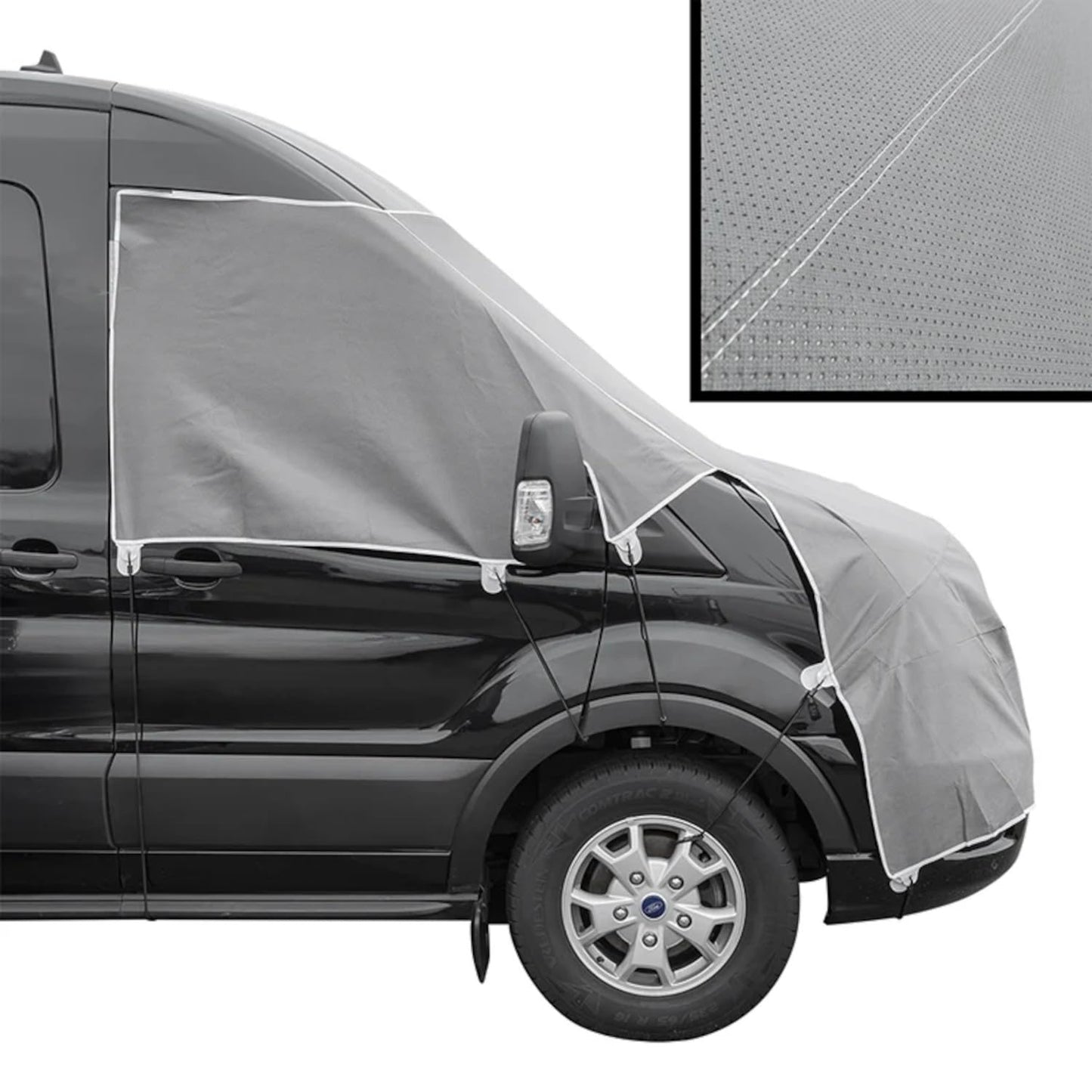 Frontscheiben Abdeckung kompatibel für Verschiedene Marken – Abdeckplane für Wohnwagen mit UV-Schutz 160 GSM Vliesstoff, Spiegelschlitzen & Spanngurten