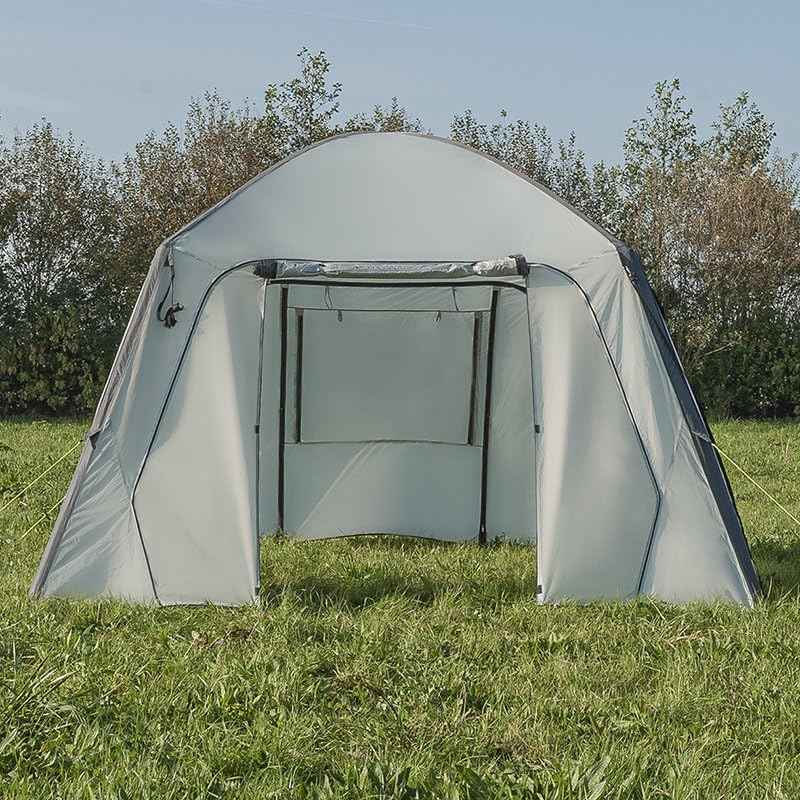 Multibros Pavillon aufblasbar 365x365 cm – 300D PU-Beschichtung – Air Shelter inkl. Pumpe, Heringe, Seile & Tragetasche – mit Seitenwänden mit Fenster oder Fliegengitter