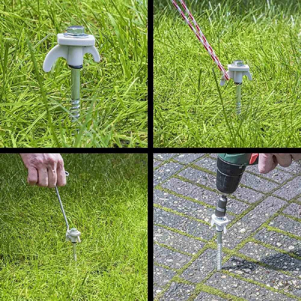 ProPlus Zeltheringe 20er Set 20cm Metal schraubbar mit Kunststoff Haken + Adapter im Koffer