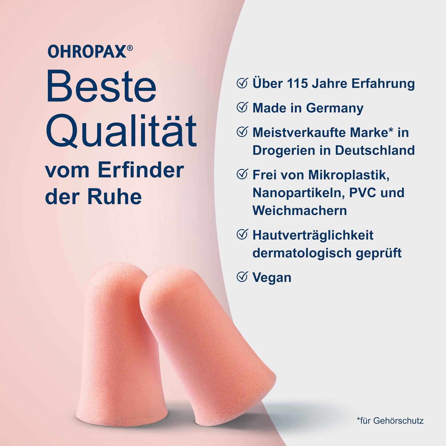 OHROPAX Soft Ohrstöpsel – IN-Ohr-Stöpsel aus weichem Schaumstoff – besonders unauffällig und bequem – Schalldämmwert SNR 31 dB – ideal zum Entspannen, Schlafen und Arbeiten – 10 Stück