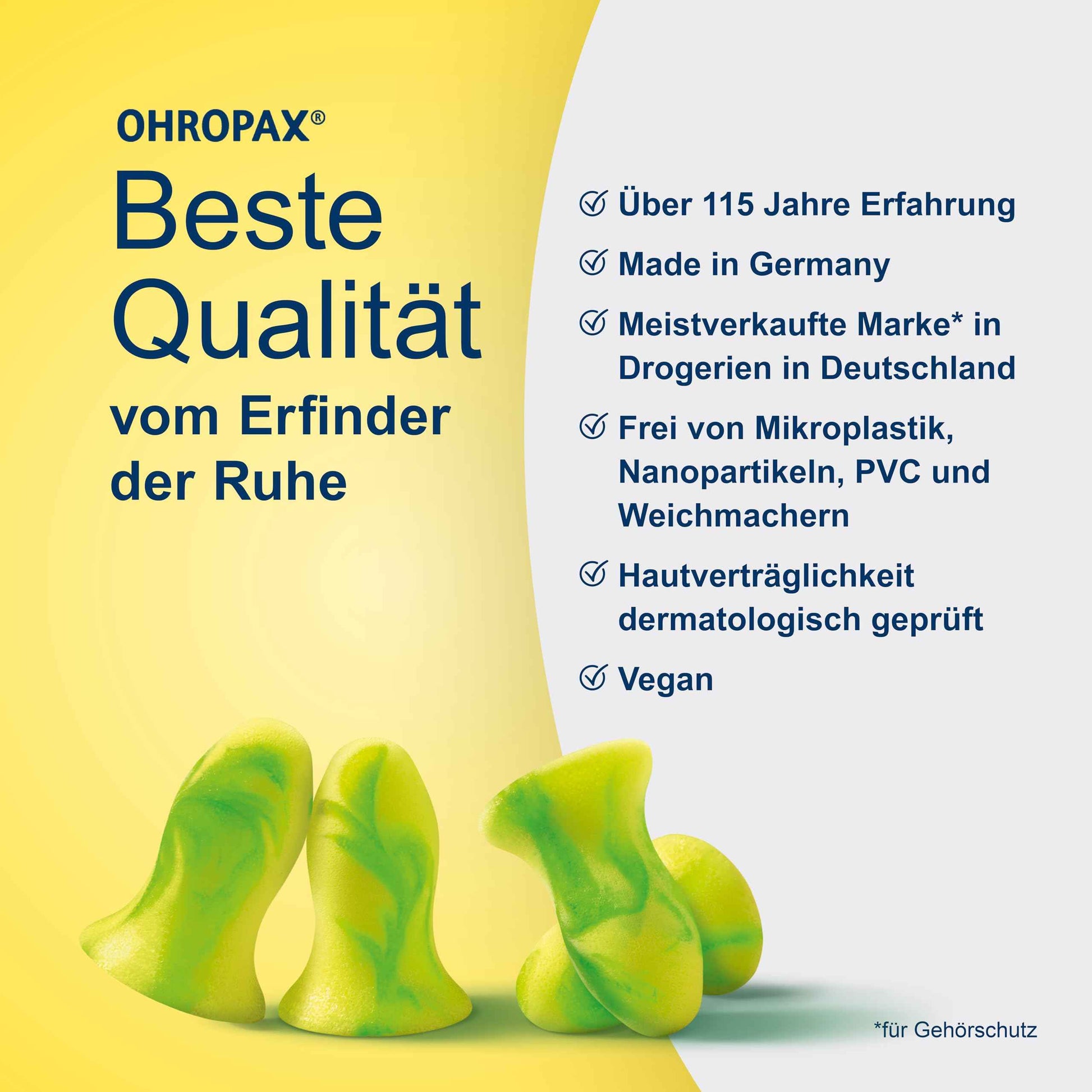 OHROPAX Young Ohrstöpsel – für Ohren mit kleineren Gehörgängen – IN-Ohr-Stöpsel aus weichem Schaumstoff – Schalldämmwert SNR 35 dB – ideal für Ruhe, Konzentration und Freizeit – 10 Stück