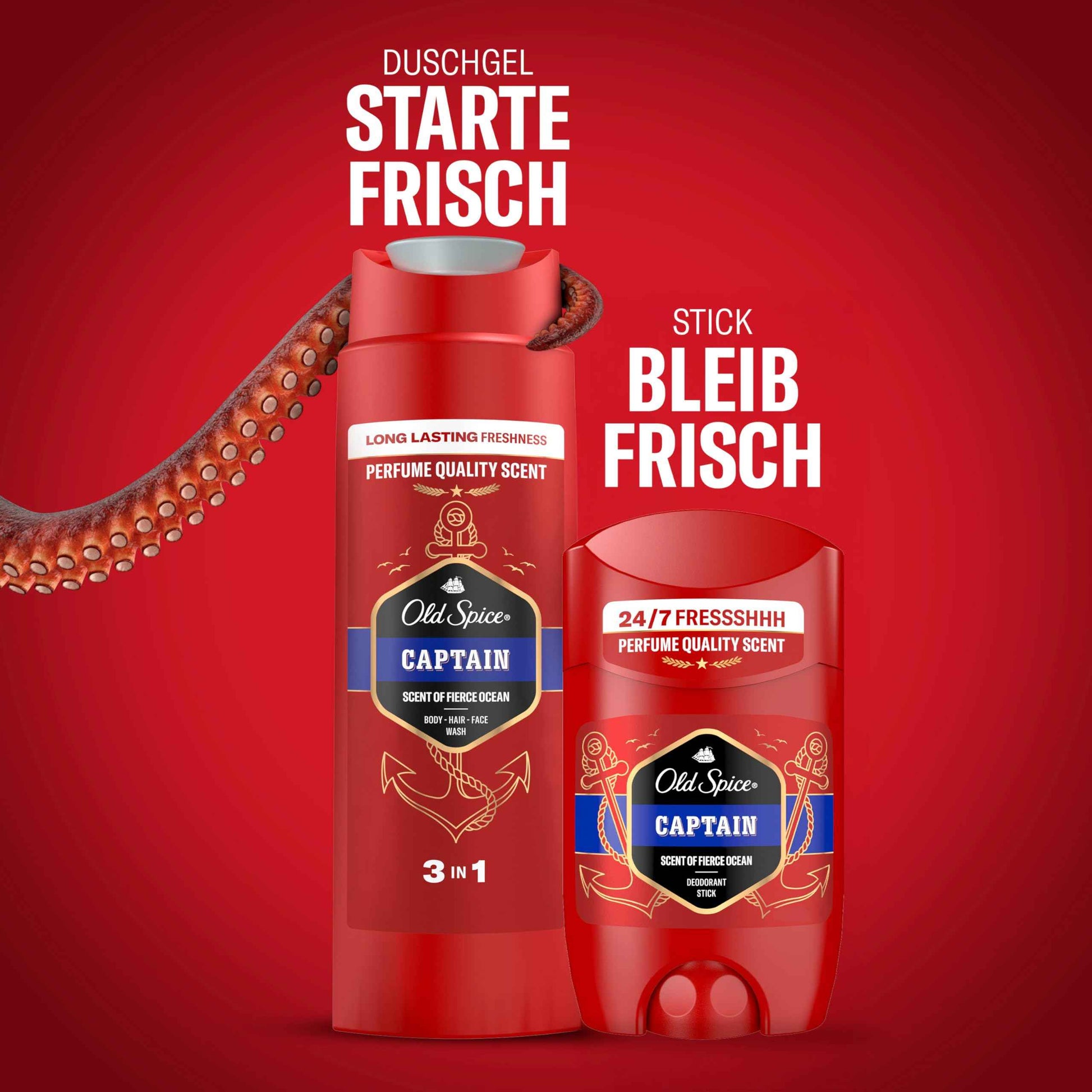 Old Spice Captain Geschenkset für Männer mit Captain Deostick und Duschgel, 24/7 Frischhh bei täglicher Anwendung, langanhaltender Duft in Parfumqualität