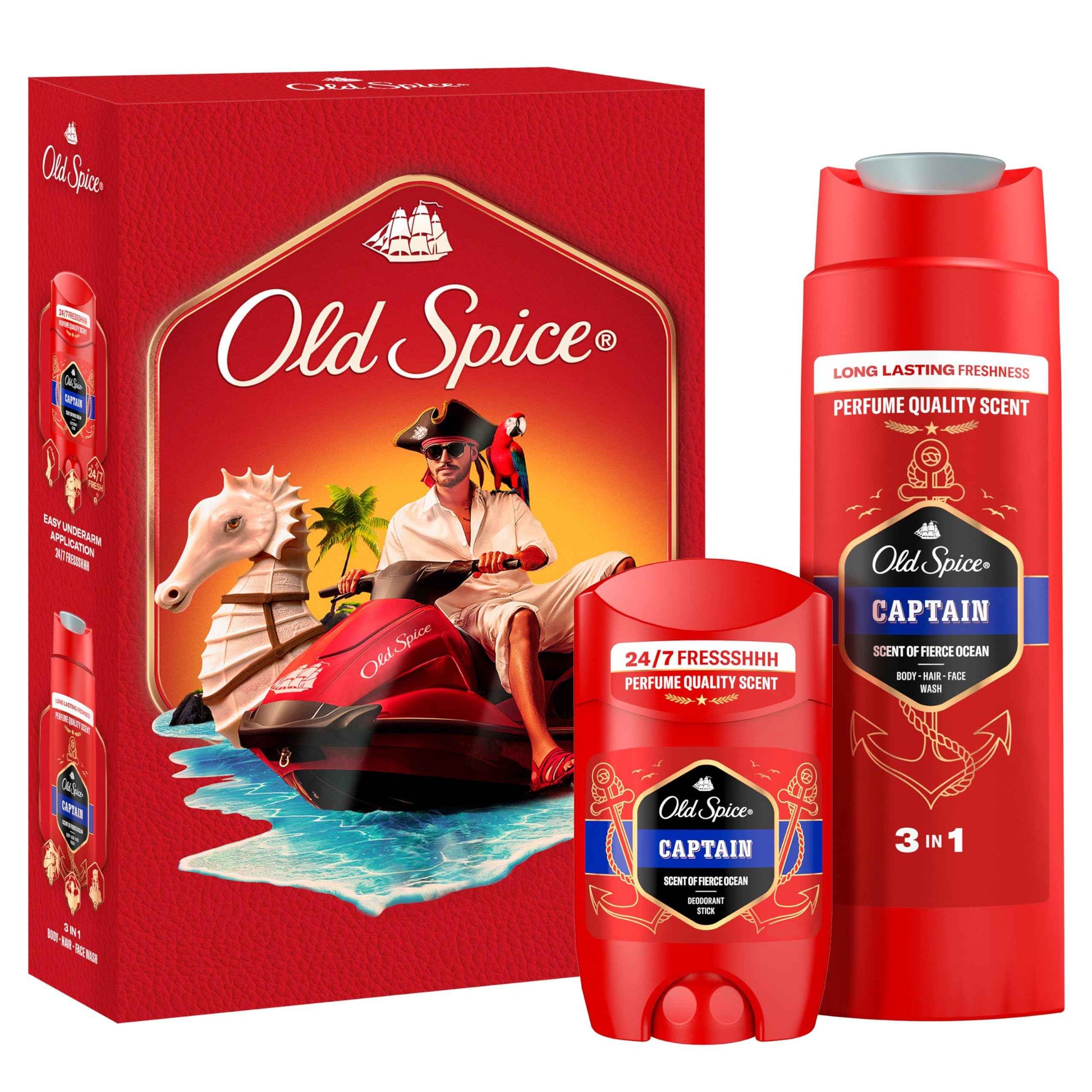 Old Spice Captain Geschenkset für Männer mit Captain Deostick und Duschgel, 24/7 Frischhh bei täglicher Anwendung, langanhaltender Duft in Parfumqualität